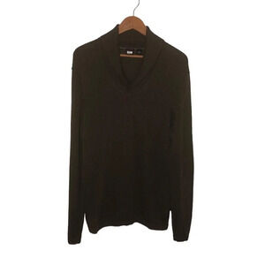 BOSS Hugo Boss Sz M Men's Regular Fit Olive Green Shawl Collar Pullover Sweater